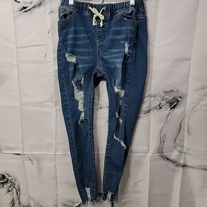 SHEIN Petite S 24x24 Distressed Denim Ripped Jeans Casual
